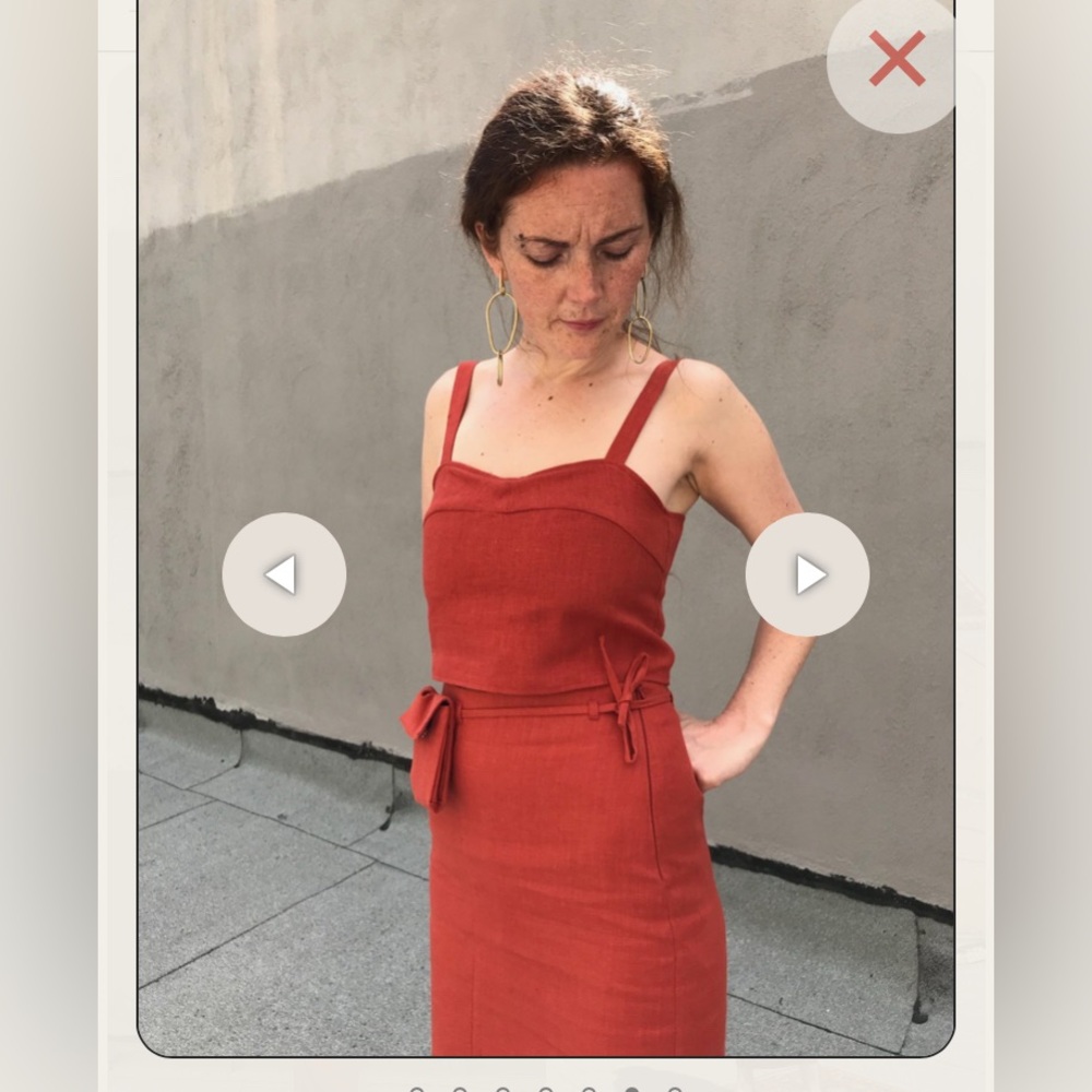 Paloma Wool Rust Red Linen Tie-Waist Midi Dress